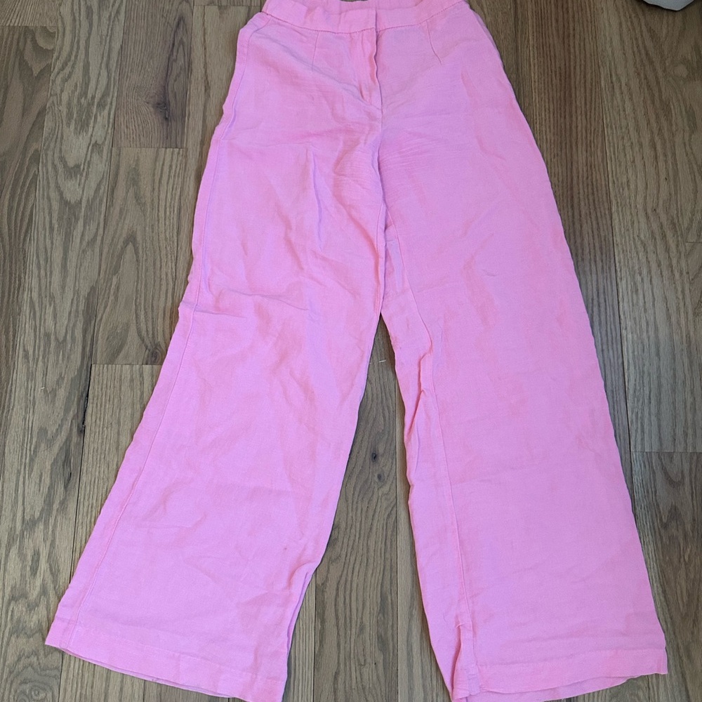 H&M Pink Flare Linen Pants